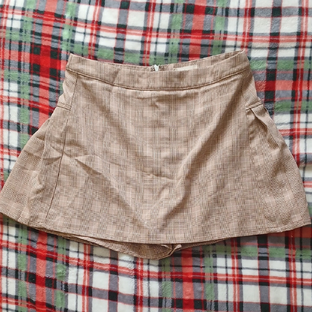 Alter'd State Plaid Brown Skort Juniors Large